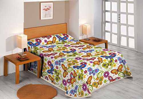Sabanalia Butterflies Colcha estampada, Diseño Mariposas, Cama de 90 -  180 x 280