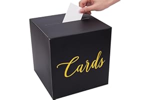 SOFPLATE SOFPLAT 9x9x9 Inches Black Wedding Card Box Favor Cardboard Paper Box Kraft Case with 10Pcs Cards for Weddings Reception Birthdays Graduation Anniversary Party Decor Raffle Gift Table Centerpiece