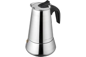 Florina Cafetière Italienne Inox (450 ml) I 9 Tasses I Machine a Cafe Italienne LINDA I Cafetière en Acier Inoxydable I Poignée Profilée I Convient à tous les Types de Cuisinières, Induction