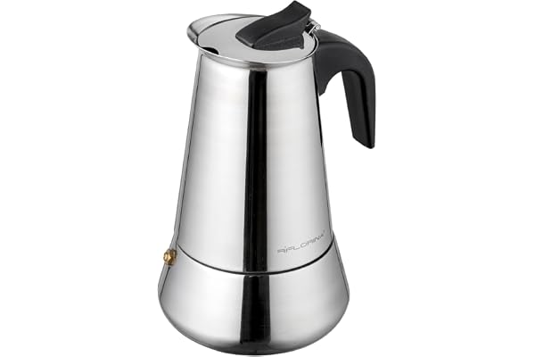 FLORINA Cafetière Italienne Inox (450 ml) I 9 Tasses I Machine a Cafe Italienne LINDA I Cafetière en Acier Inoxydable I Poignée Profilée I Convient à tous les Types de Cuisinières, Induction