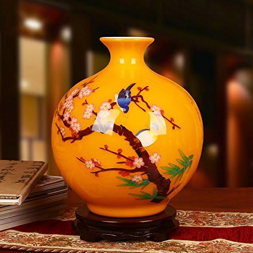 Maivace Ceramic Vase Decorative Ornaments Ceramic Gold Straw Yellow Chinese Study