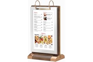 Niciksty Porta Menu da Tavolo in Legno A5, Espositore da Tavolo, Flip Display Porta Menu per Ristoranti, Hotel, Negozio, Ufficio