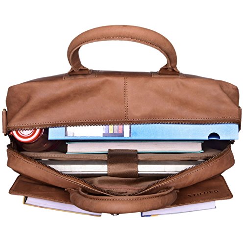 STILORD  Carlo  Gro  e Umh  ngetasche Leder Lehrertasche Aktentasche Schultertasche Reise Beruf Freizeit 15 6 Zoll Laptop College Bag Arbeit B  ro  Fa