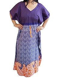 Indiatrendzs Women's Cotton Kaftan Nighty Printed Sleepwear Plus Size