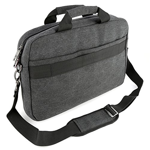 Notebooktasche 13.3, Evecase Universal Canvas Laptop Schutzhülle Aktentasche mit Zubehörfächer, Lasche für Trolleybefestigung für Notebook MacBook Ultrabook Tablet bis 13.3 Zoll – Cooper Grau - 9