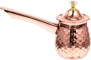 ABOOFAN Cafetera Turca con Asa Lateral de Oro Rosa de 600 Ml para Hacer Cezve Cocina de Inducción para Un Calentamiento Eficiente