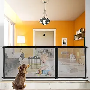 Dog Magic Gate, Upgraded Pet Safety Gate, Zip Design Adjustable in 3 sizes70.9