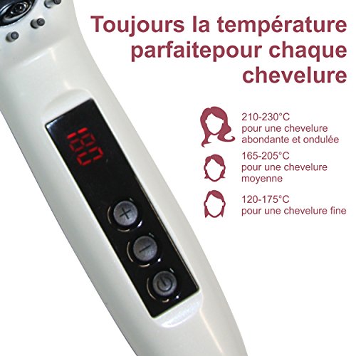 Professionelle Elektrische Glättbürste mit CE und RoSH Haarglätter Haarbürste Hair Straightener Stylingbürste für lange Haare mit LCD Anzeige, Farbe Weiss incl. 1 Detangler in Pink mit deutschsprachiger Bedienungsanleitung - 2