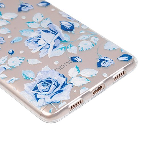 Lanveni Huawei Honor 6X Hülle × 3, Handyhülle Huawei Honor 6X TPU Schutzhülle TPU Bumper Weiche Silikon Case mit Bunte Cover Design (Bunte Blumen + Blau Rose + Totem-Blumen) - 5