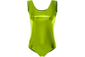 IBAKOM Women's Metallic Ballet Gymnastic Leotards Sleeveless Dance Camisole Bodysuit Shiny Spandex Stage Ballroom Training Costume