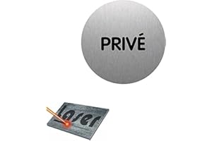 MYGOODPRICE Plaque Gravée Autocollante 8 cm "Privé" Fond Alu Brossé