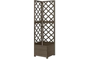 vidaXL Bois de Sapin Jardinière d'angle en Treillis Bac à Fleurs Pot de Plantes Jardin Balcon Terrasse Patio Extérieur Gris 40x40x150 cm