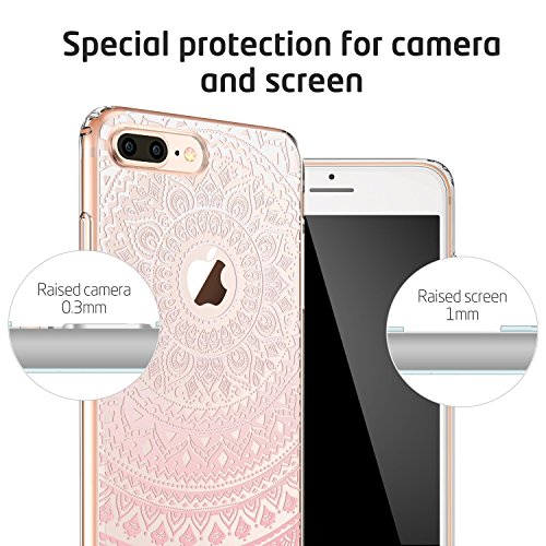 ESR Funda iPhone 8 Plus  ESR C  rcasa Fina Transparente Dura Borde Suave TPU  Compatible con Carga Inal  mbrica   Mejorada Protecci  n a Esquinas  Dise  o de Impresi  n para Apple iPhone 8 Plus 5 5  2017 - Manjusaka Rosa