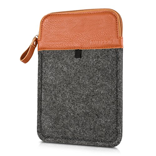 kwmobile Tablettasche Filz Sleeve für 7″ Tablet – Tablet Schutzhülle Tasche Case Hülle in Dunkelgrau Braun Innenmaße: ca. 20,6 x 13,9 cm - 5