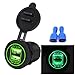 Produktbild HKFV 5 V 4.2A Dual USB Ladegerät Buchse Adapter Steckdose für 12 V 24 V Motorrad Auto WUPP CS-526A3 4.2A mit Doppel-USB-Auto-Ladegerät (Grün)