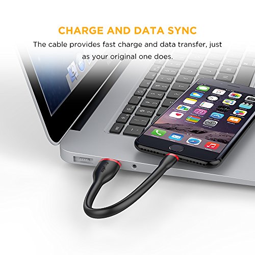[Apple MFi Zertifiziert] EasyAcc PocketLine Lightning zu USB Kabel 15cm Lade und Datenkabel im Unibody Design für iPhone 7,7 Plus, 6s, 6s Plus, 6, 6 Plus, 5s, 5c, 5, iPad Air, Air 2, iPad Mini, Mini 2, Mini 3, iPad 4 Gen, iPod Touch 5 Gen und iPod Nano 7 Gen, Schwarz - 7