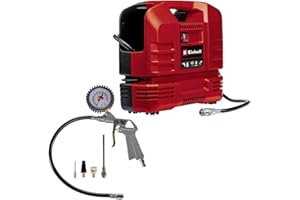 Einhell Portable Oil-Free Air Compressor with Gun - 8 Bar, 116 PSI, 240V, 1100W Service-Free Motor, 3m Hose - TC-AC 190 of Small Compressor for Workshops with 3 Year Warranty