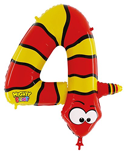 Betallic 14944 - Zooloon Folienballon Zahl 4 Schlange, 40 inch, 1.0 m