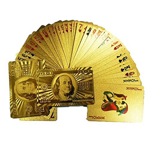 Preisvergleich Produktbild NUOLUX Gold-Spielkarten, Goldfolie Poker-Dollar Poker Spielkarten Deck