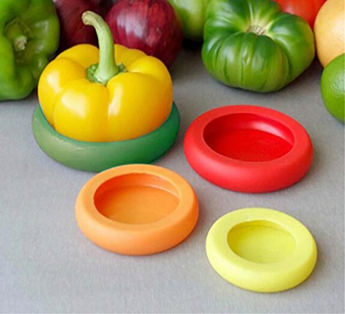 HENGSONG Wiederverwendbar Silikon Food Savers Stretch Lids, Set of 4, Obst und Gemüse Storage, Frische Saver Deckel - 2
