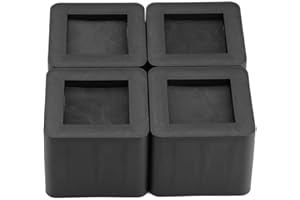 PISSENTE Furniture Risers, Bed Risers 4 Pcs PP Plastic Non Slip Bed Risers Set Square Elephant Feet Lift Blocks for Most Legs of Bed Chair Desk Sofa Table 10.5 x 10.5 x 8.5 cm (Black)