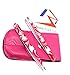 Tweezers Kit - 2 pieces professional eyebrow tweezers hair beauty stainless steel - Hand made - Tools slant & pointed - flat tip eyelash tweezers (Pink Floral Tweezers in Pink Case)
