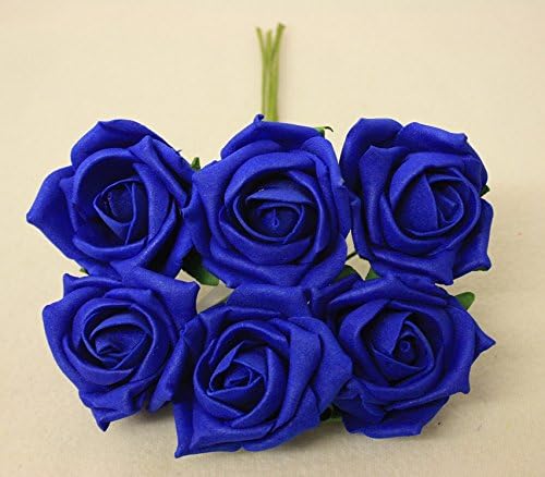 6 colourfast foam roses vibrant colours wedding flowers buttonholes (royal blue)