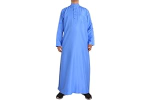 KAMEIMEI Muslimische Robe Herren Einfarbig muslimisches Kleid Islamischen Dubai Männer-Muslimische Kleider Ethnische Maxikleid Ramadan Roben Taiji Kleidung