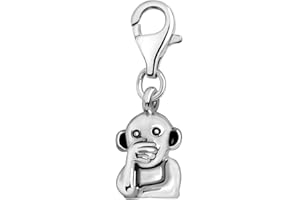 Quiges Ciondolo Placcato in Argento per Le Donne Scimmie a Sei Sensi per Bracciali e Accessori
