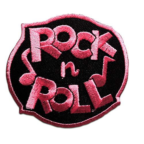 Parches - Rock N Roll - rosa - 7,5x7cm - termoadhesivos bordados aplique para ropa