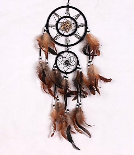 GreenK Large Dream Catcher, Handmade Feathers Dreamcatcher for Bedroom Home Decoration (Brown)