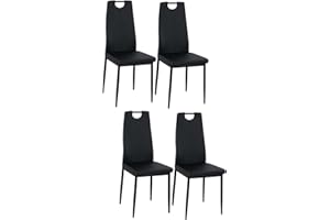 buybyroom Sillas de Comedor Juego de 4 Sillas de Cocina con Respaldo, Tapizado Silla de Sala Dormitorio, Negro