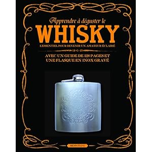 Apprendre à déguster le whisky : Coffret livre + flasque en inox gravé