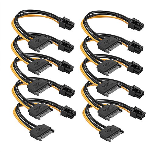 SATA Kabel 15Pin zu 6Pin PCI Express Stromkabel Power Adapter grafikkarten 10 Stück