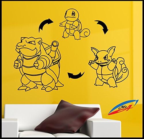 Wall Art Sticker Decals Wall Décor Children's Room Pokemon Squirtle Wartortle Blastoise Evolution D75