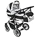 Combi Pushchair X6 – 3 in 1 Combi Pushchair Buggy Black/Black/White Pattern