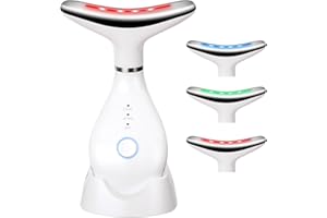 AOGOE Elektryczny masażer do twarzy przeciwzmarszczkowy, masaż z 3 diodami LED, 45°C EMS, 3 tryby urody, wibracje Gua Sha do ujędrniania