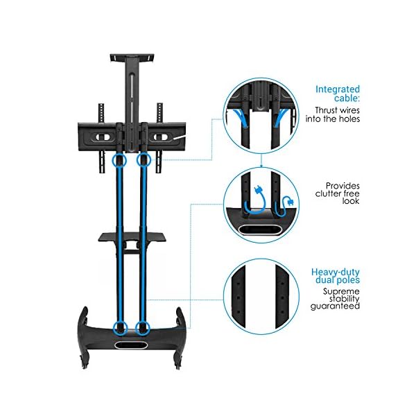 Universal Mobile TV Stand For LED OLED LCD Plasma 32 To 65 Inch Black - Image 5