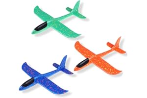 Ceqiny 3 Stück Segelflugzeug, Manuelles Werfen Spielzeug, Groß Schaum Flugzeug Modell, Wurfgleiter Flugzeug Spielzeug für Kinder Jungen Mädchen Outdoor Sport, Spaß Herausforderung