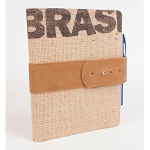 Schreibmappe A5 Espresso aus echtem Kaffeesack - made by KALOS, Germany