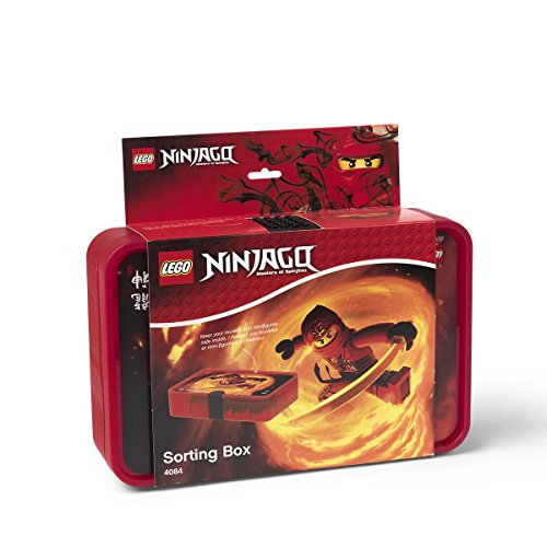 LEGO Ninjago Sortierbox, Aufbewahrungstasche/Container mit Fächern, durchscheinend rot, transparent rot - 2