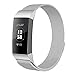 Produktbild PUGO TOP Armband kompatibel für Fitbit Charge 3, Milanese Loop Edelstahl verstellbares Ersatzband mit einzigartigem Magnetschloss kompatibel für Fitbit Charge 3 SE Uhr-Klein, Silber