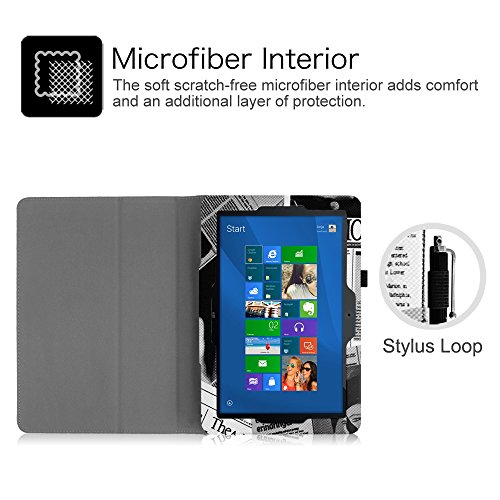 MEDION LIFETAB S10321 / Odys Notos Plus 3G Hülle Case – Fintie Slim Fit Folio Kunstleder Schutzhülle Cover Tasche mit Ständerfunktion und Stylus-Halterung für MEDION LIFETAB S10321 (MD 98687) / Odys Notos plus 3G 25,7 cm (10,1 Zoll) Tablet-PC, Zeitung - 3