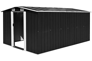 Festnight Caseta de Jardín de Metal para Almacenamiento de Herramientas con 4 Ventilaciones Antracita 257x398x178 cm