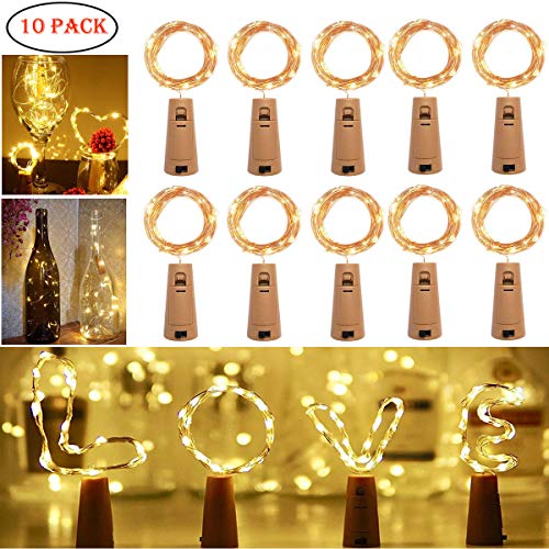 Luz de Botella,Enshant Luces de Botella de Vino 10 X 2m 20 LED Luz de Corcho Bricolaje LED Lámparas de Botellas Decorativas para Boda,Halloween,Navidad,Fiesta,Jardín,Terraza,Dormitorio(Blanco Cálido)