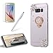 Produktbild Silikon Glitzer Hülle für Galaxy A5 (2017) A520F Spiegel Silber, Girlyard Ultra Slim Weiche TPU Bumper Luxus Bling Diamant Blumenmuster Schutzhülle Crystal Clear Backcover mit 360 Grad Strass Ring Ständer pour Samsung Galaxy A5 2017