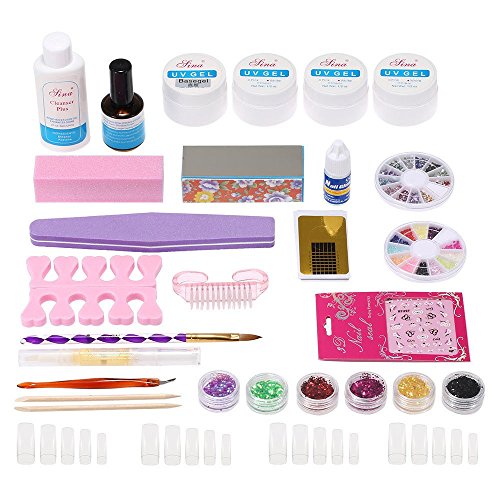 Anself Professional Nail Art Manicure Kits Decoration UV Gel Tool Brush Remover Nail Tips Glue Acrylic Kits DIY Set