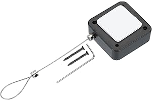PATIKIL 5 pies Retráctil Control Remoto Tether, Cable de Seguridad Lanyard Lock con Adhesivo de Doble Cara y Tornillo para Control Remoto de TV, Negro (Hebillas de Bloqueo)
