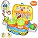 Produktbild Buyger 28 Stück Rollenspiel Küche Spielzeug Koffer Lebensmittel Kochspielzeug Schultertasche für Kinder