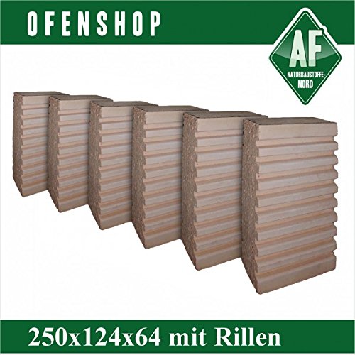 NF 250x124x64 mit Rillen 6 Stk Grill Rillensteine Schamott Schamotte